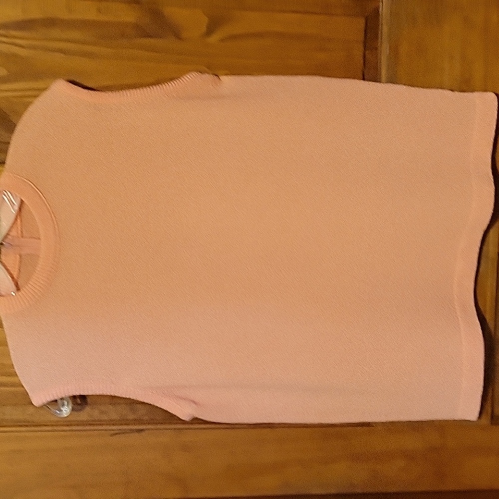 Vintage 1960 handmade top polyester blend like new zip back peachy size large